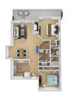 Keelers Corner Apartments Pine C 3D Floor Plan Keelers Corner Apartments Pine C 3D Floor Plan